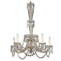 Five-Light Belgian Crystal Fountain-Like Chandelier from the 19th Century