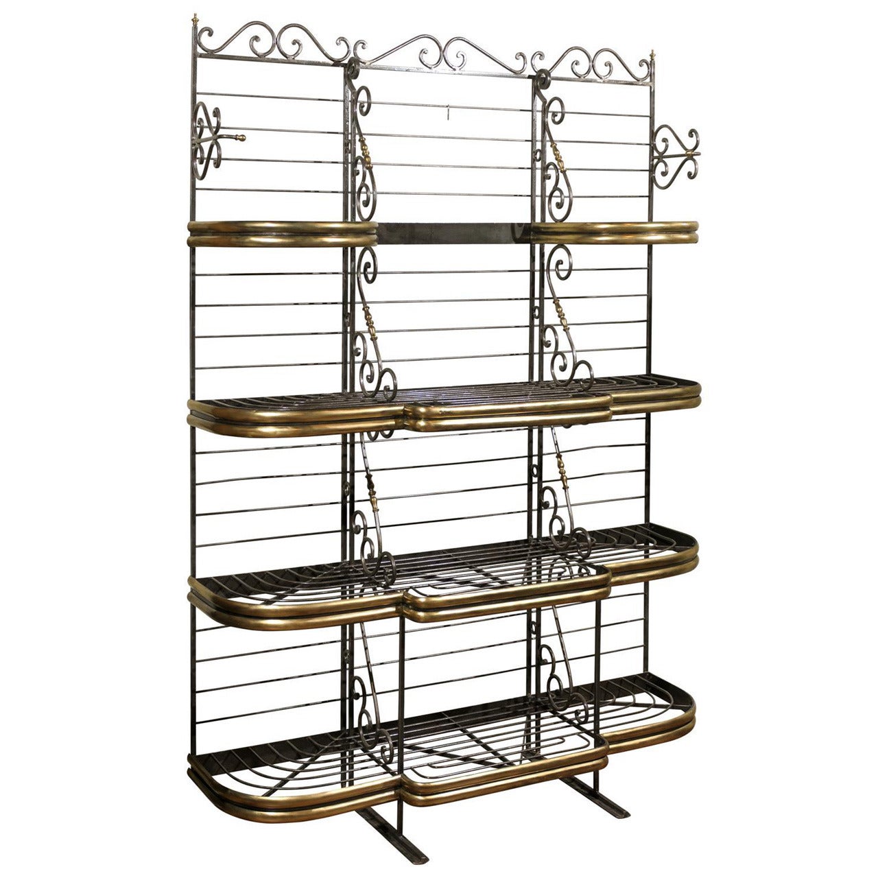 Elegant French Iron & Brass Bakers Rack