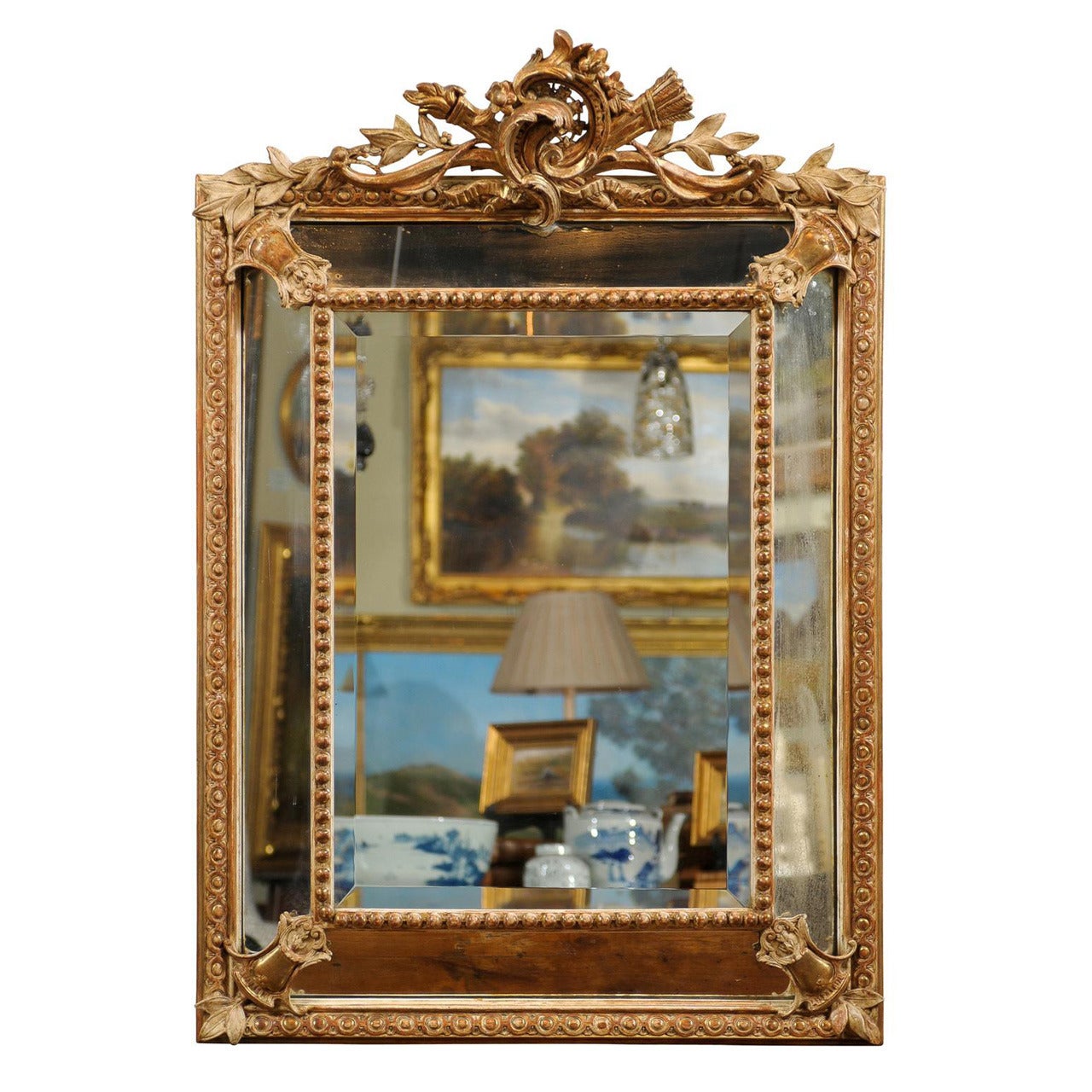 French Gilt Cushion Mirror