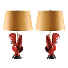 Pair of Rooster Lamps