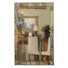 19th Century Large Incised Glass Venetian Rectangular Mirror