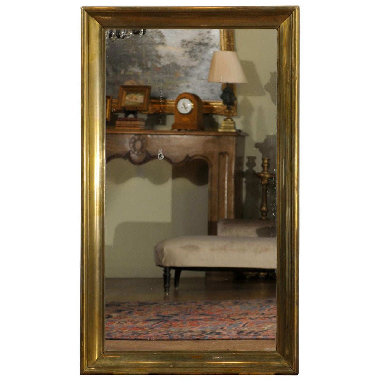 Antique Brass Framed Parisian Bistro Mirror