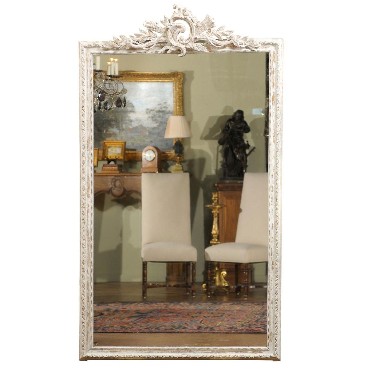 Mercury Glass Mirror with Carved Frame
