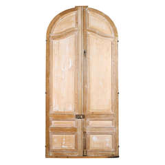 Used Monumental 19th Century French Crescent-Top Paint Decorated Exterior Doors
