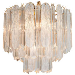 Murano Five-Light Pendant Light with Brass Plated Frame