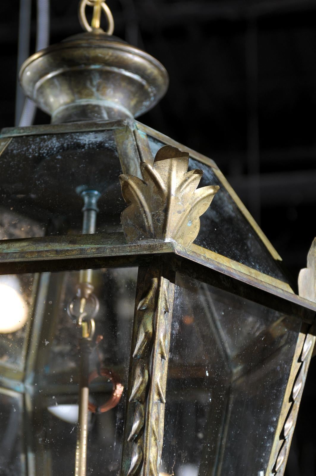 Vintage Italian Three-Light Iron Hexagonal Hanging Lantern 1