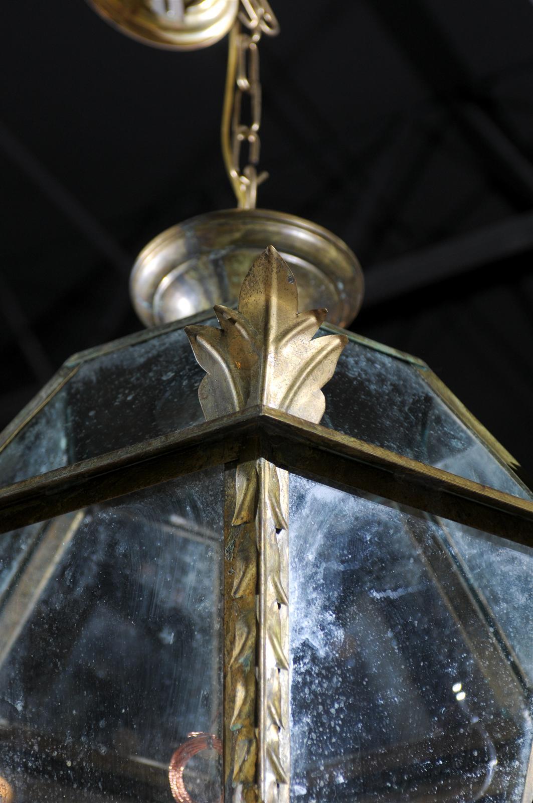Vintage Italian Three-Light Iron Hexagonal Hanging Lantern 4