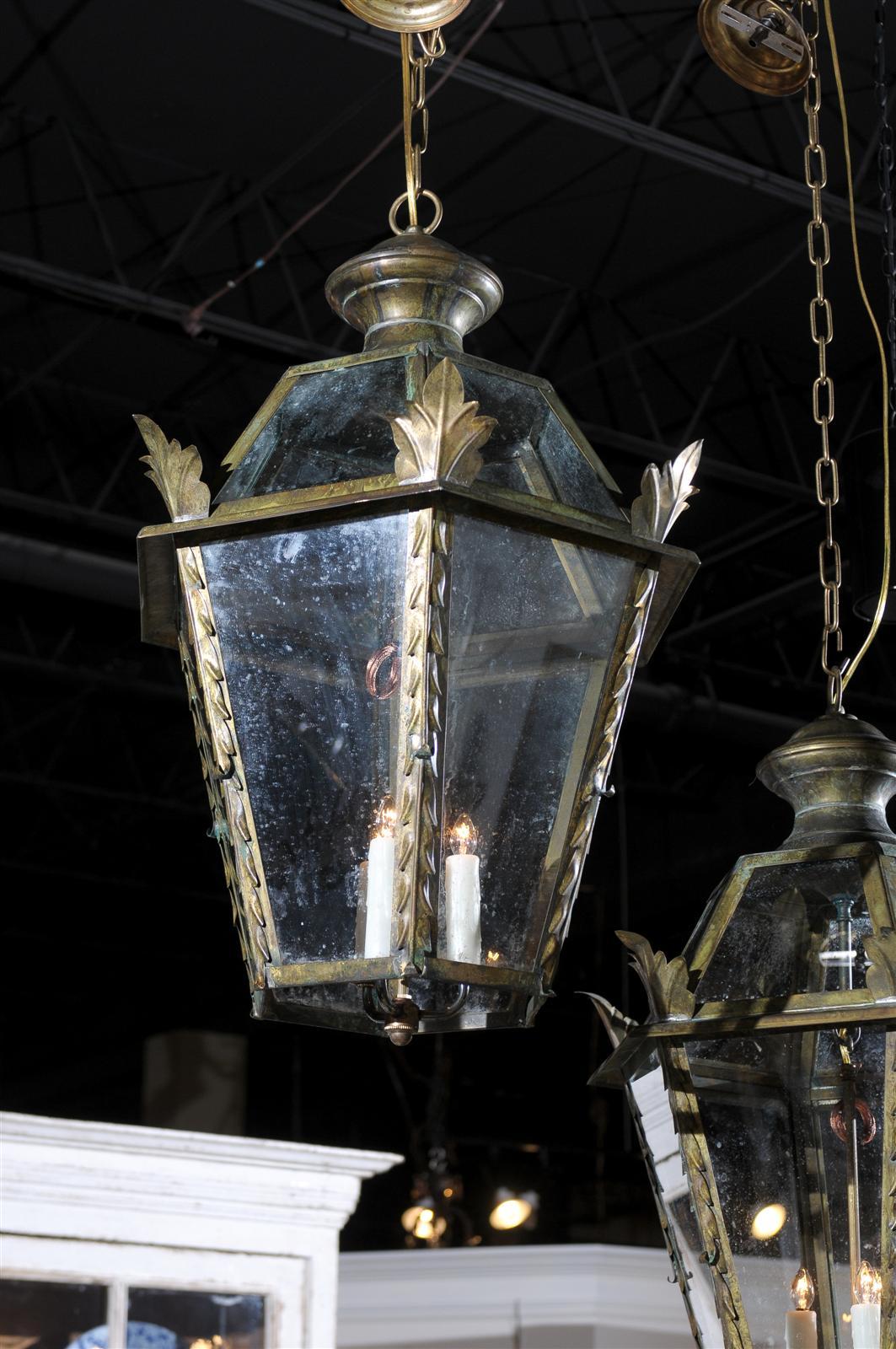 Vintage Italian Three-Light Iron Hexagonal Hanging Lantern 5