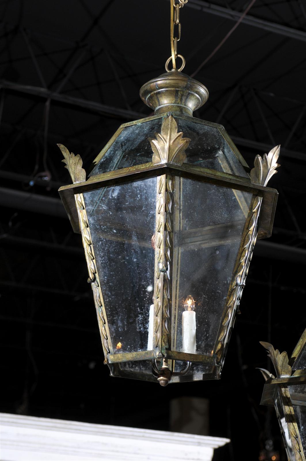 Vintage Italian Three-Light Iron Hexagonal Hanging Lantern 3