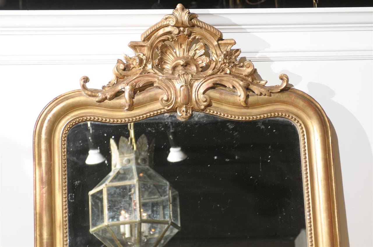 French Giltwood Mirror with Crest 5