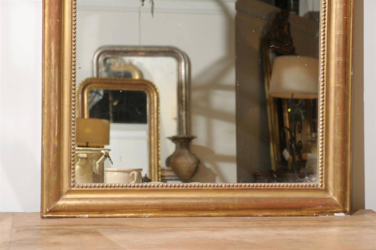 French Giltwood Mirror with Crest 1
