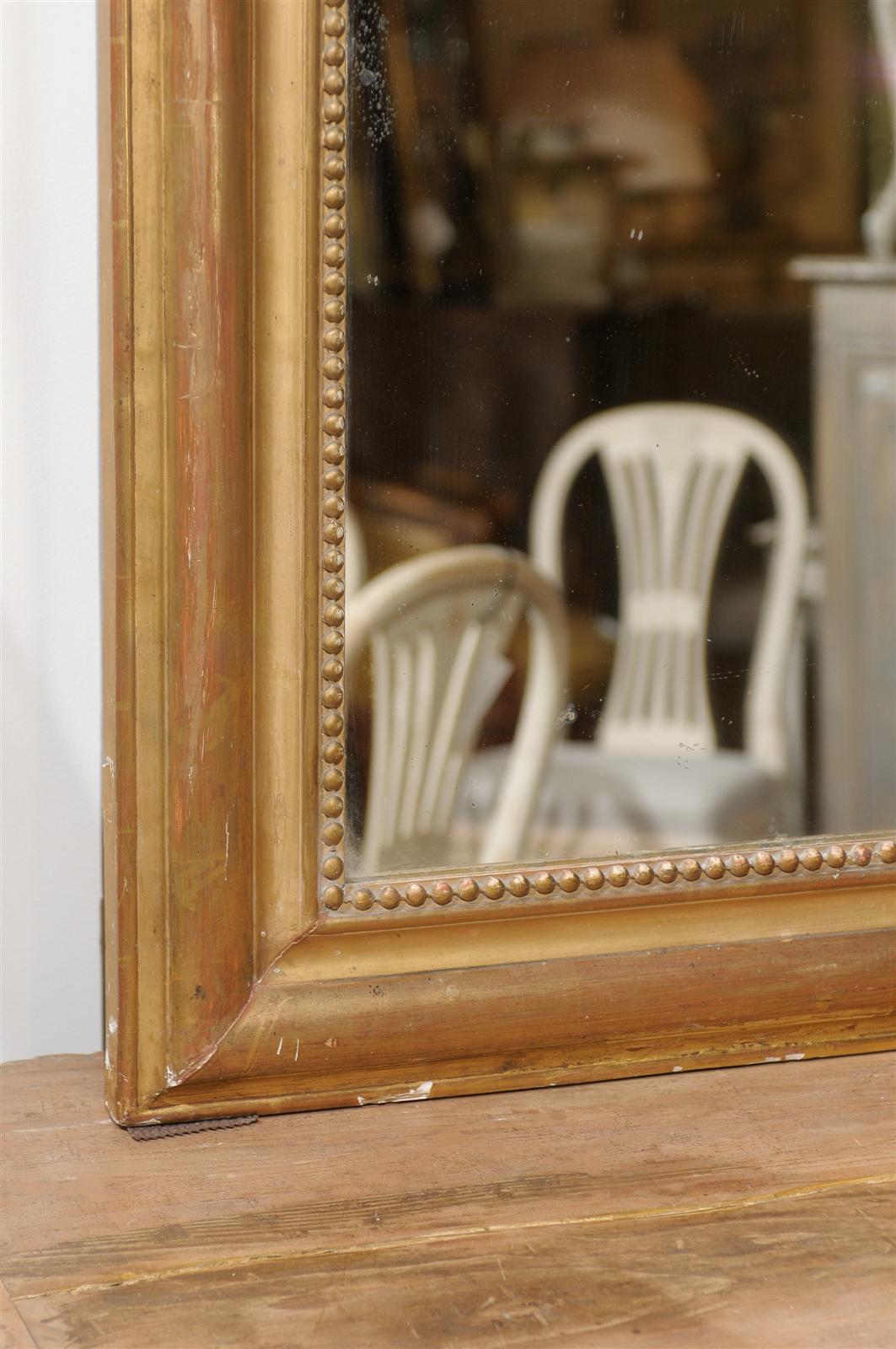 19th Century French Giltwood Mirror with Crest