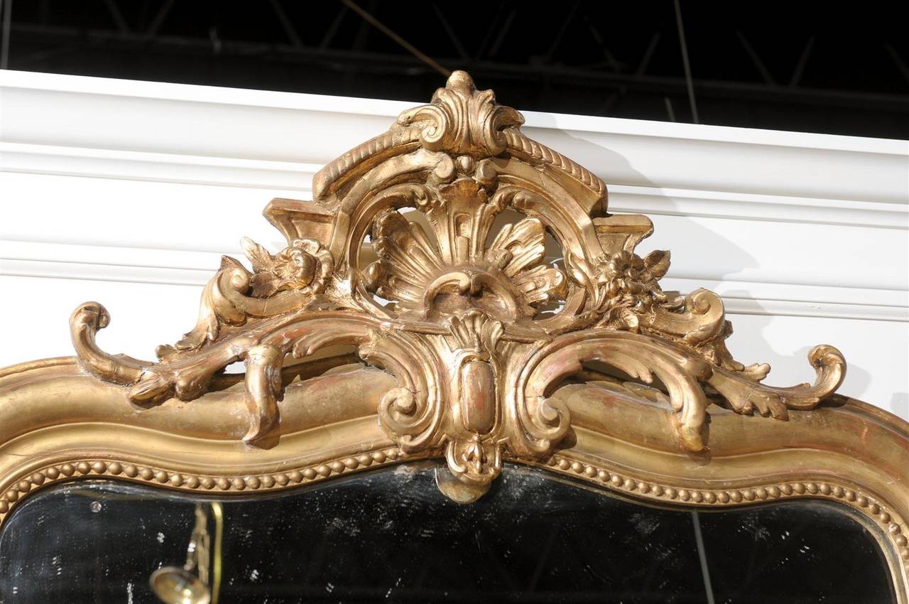 French Giltwood Mirror with Crest 3