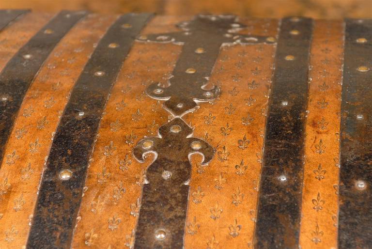 Leather French Domed Top Trunk