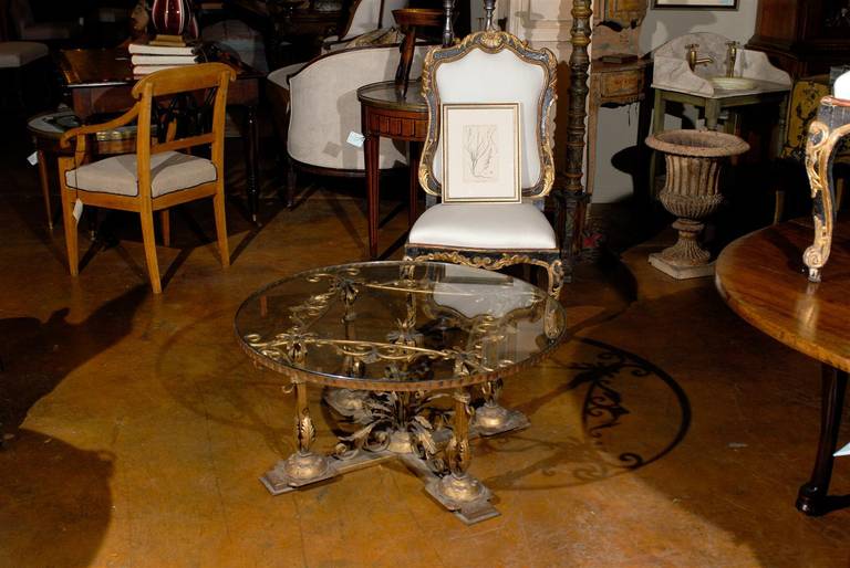 French Turn of the Century Iron and Glass Coffee Table