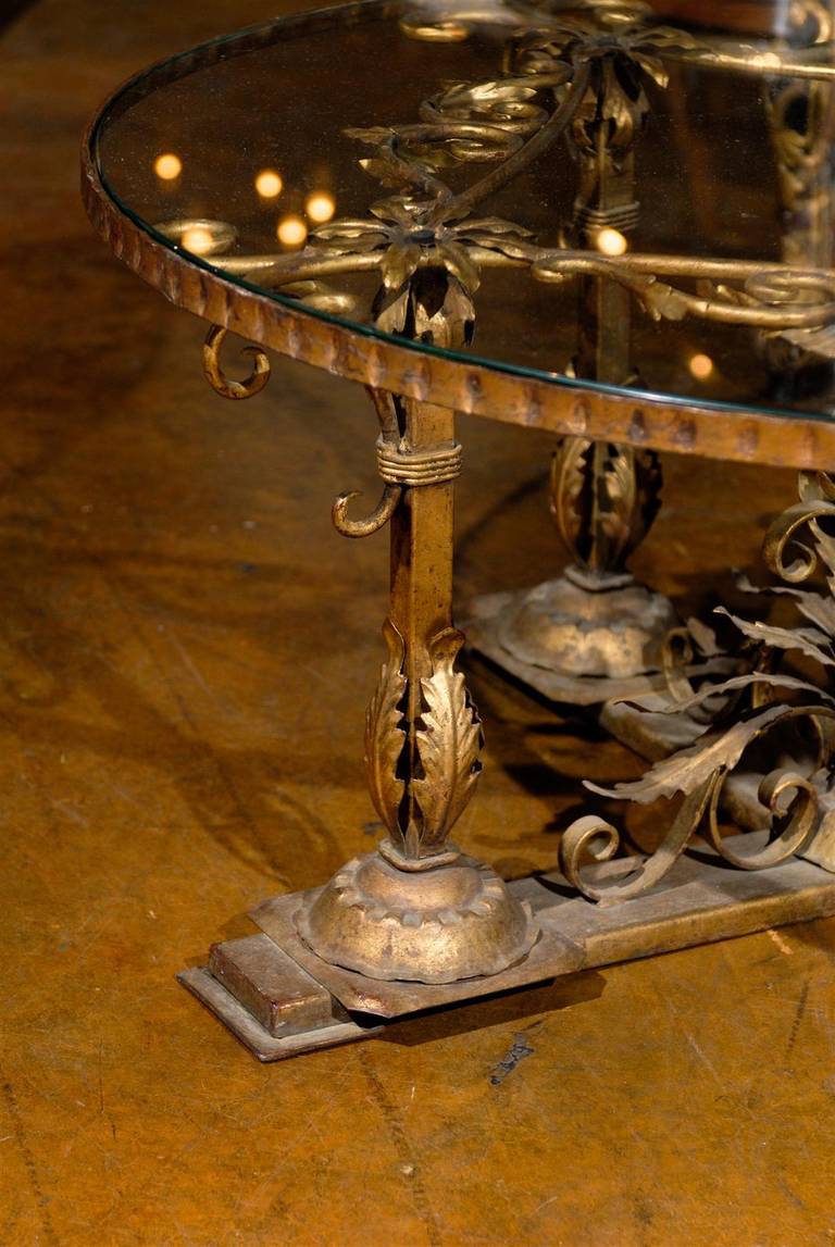 19th Century Turn of the Century Iron and Glass Coffee Table