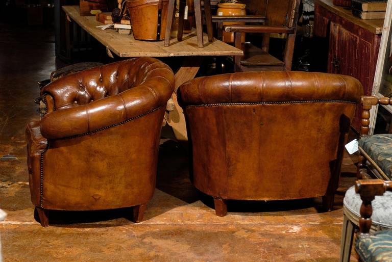 Pair of French Chesterfield Leather Chairs 6