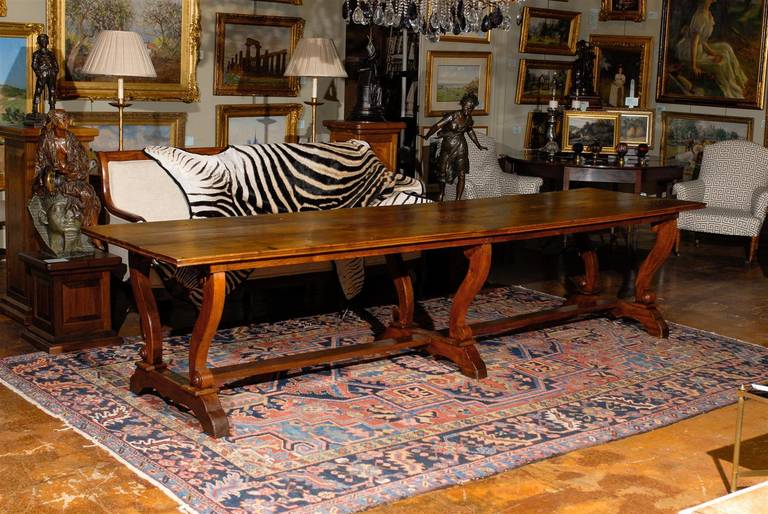 Grande Walnut Table with Three Pedestal Bases