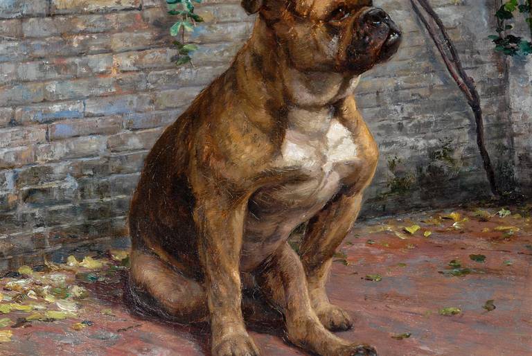 Canvas 'Le Chien Philosophe, ' a Portrait of a Bulldog