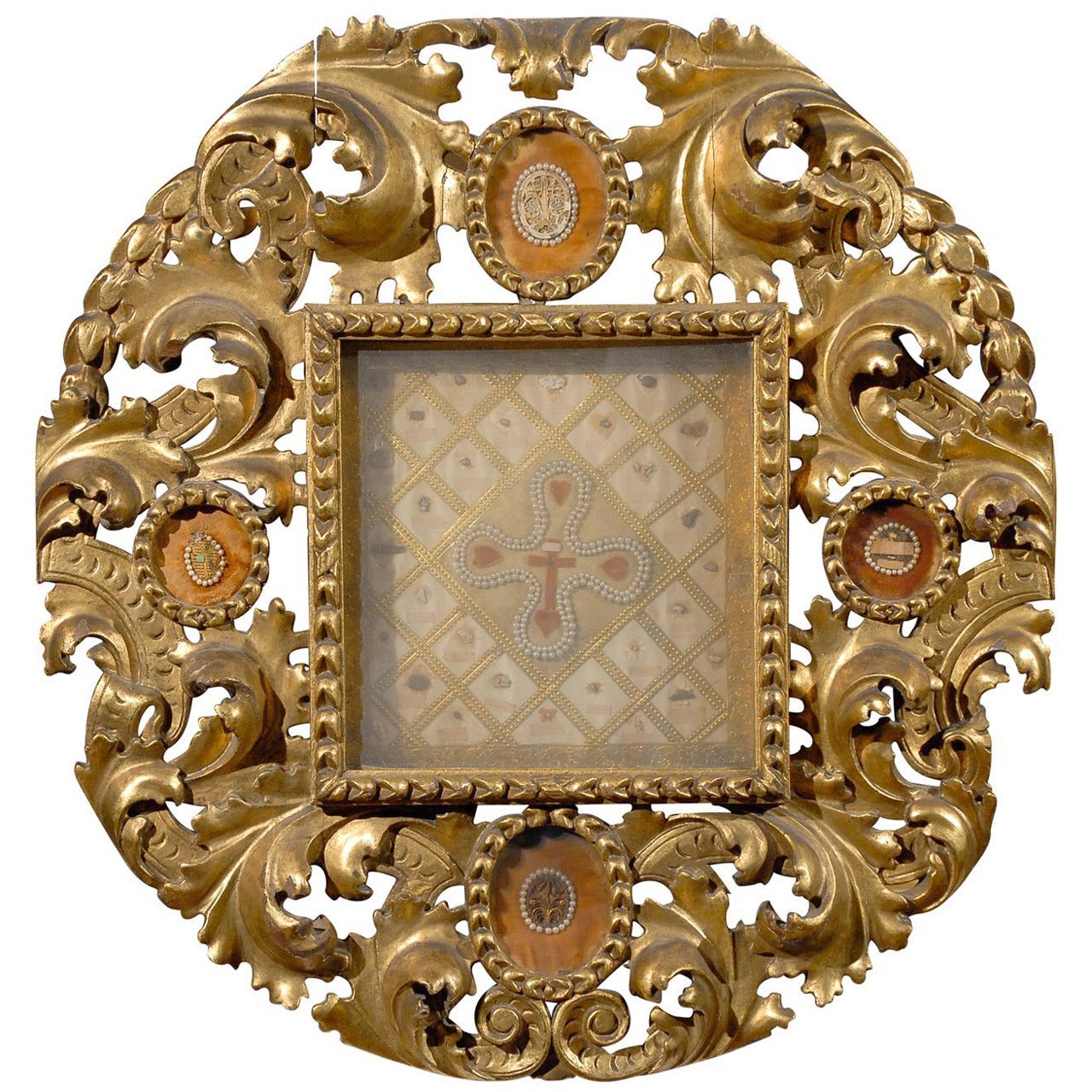 French Giltwood Religious Reliquary