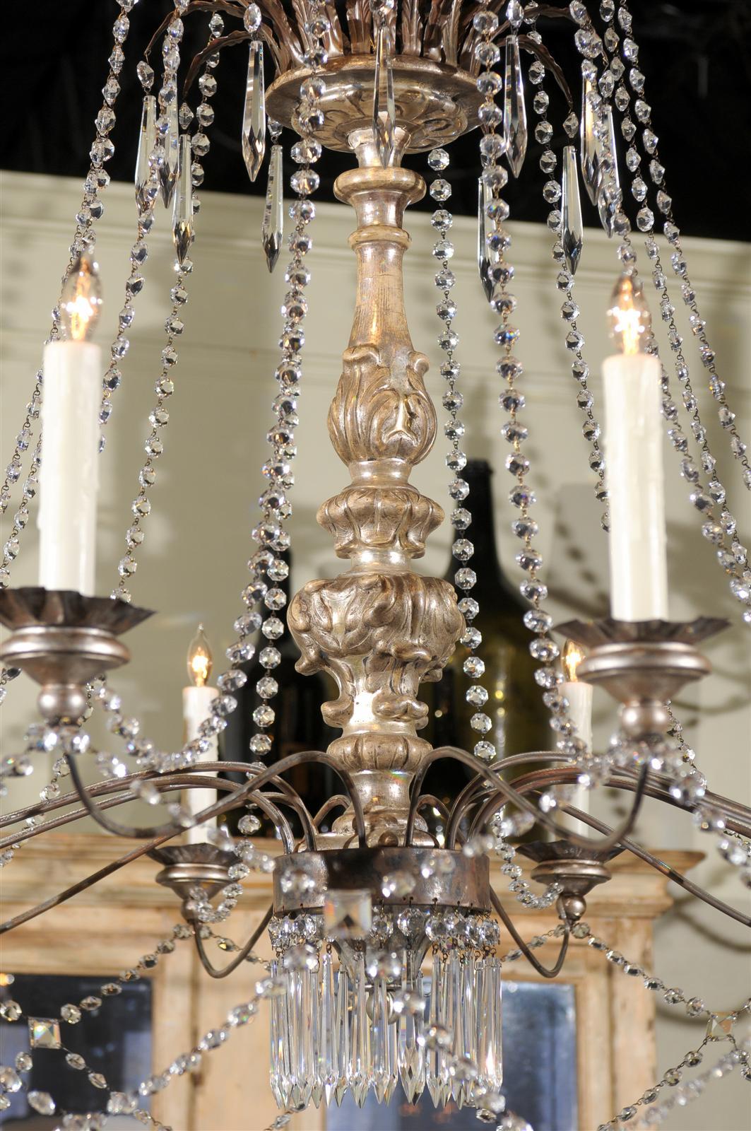 Silver Giltwood and Crystal Chandelier 4