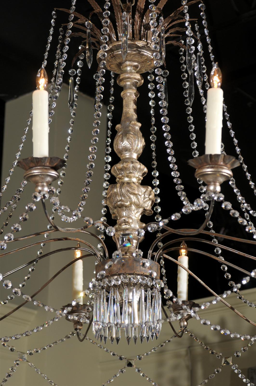Silver Giltwood and Crystal Chandelier 2