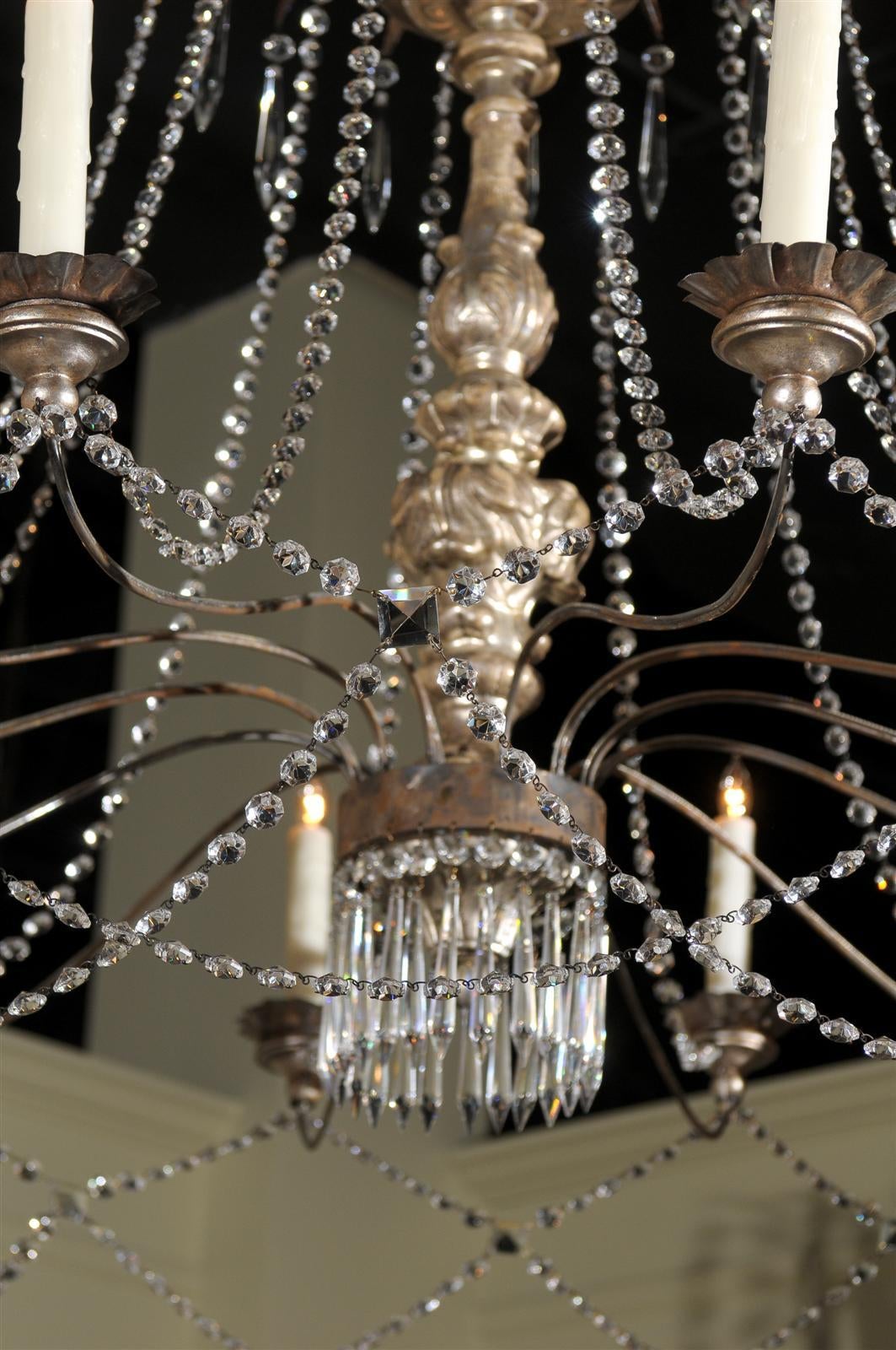Silver Giltwood and Crystal Chandelier 5