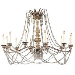 Silver Giltwood and Crystal Chandelier