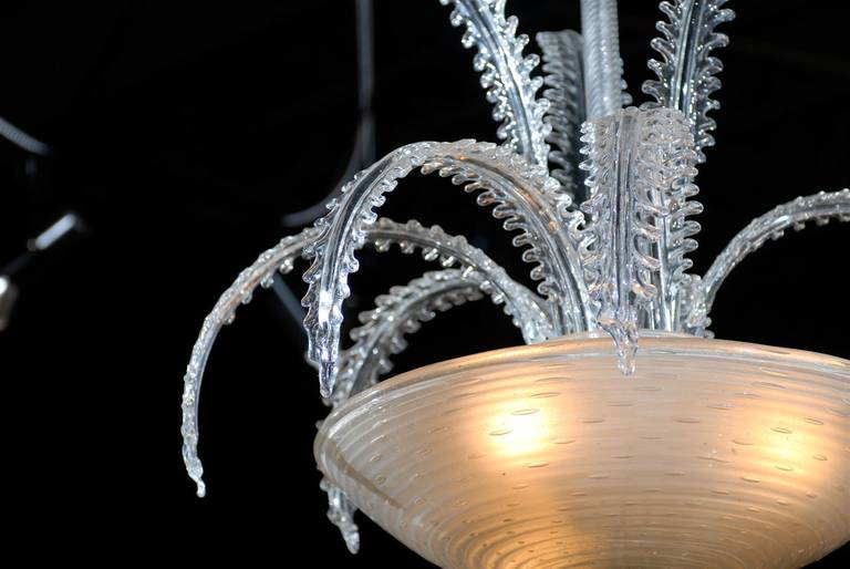 Contemporary Glass Chandelier with Fern Leaf Arms 4