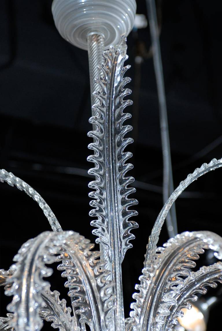 Contemporary Glass Chandelier with Fern Leaf Arms 3