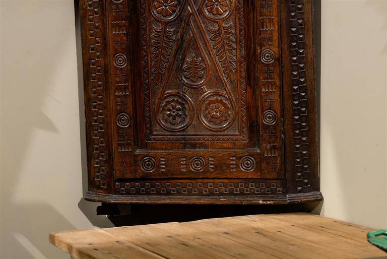 Early 18th Century English Carved Corner Cupboard 6