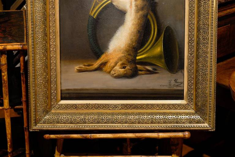 ‘Hare and Horn’ Oil on Canvas Late 19th Century Still Life Painting 5