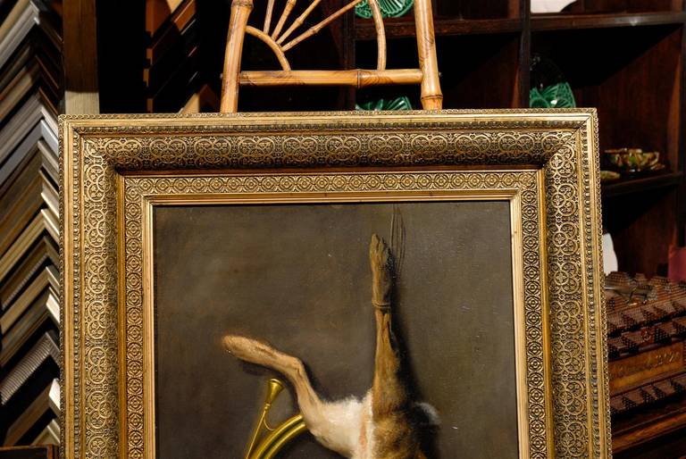 ‘Hare and Horn’ Oil on Canvas Late 19th Century Still Life Painting 4