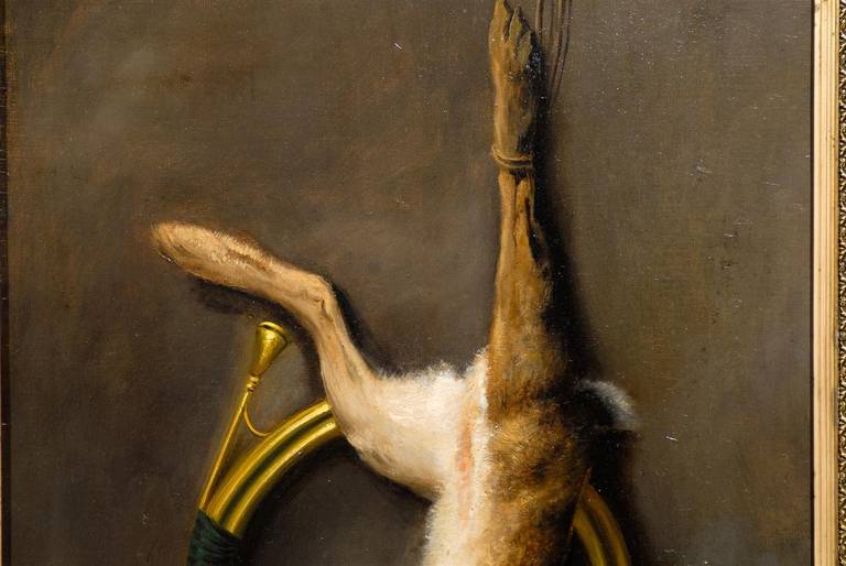 ‘Hare and Horn’ Oil on Canvas Late 19th Century Still Life Painting 1