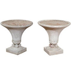 Pair of Large Concrete Art Deco Urns