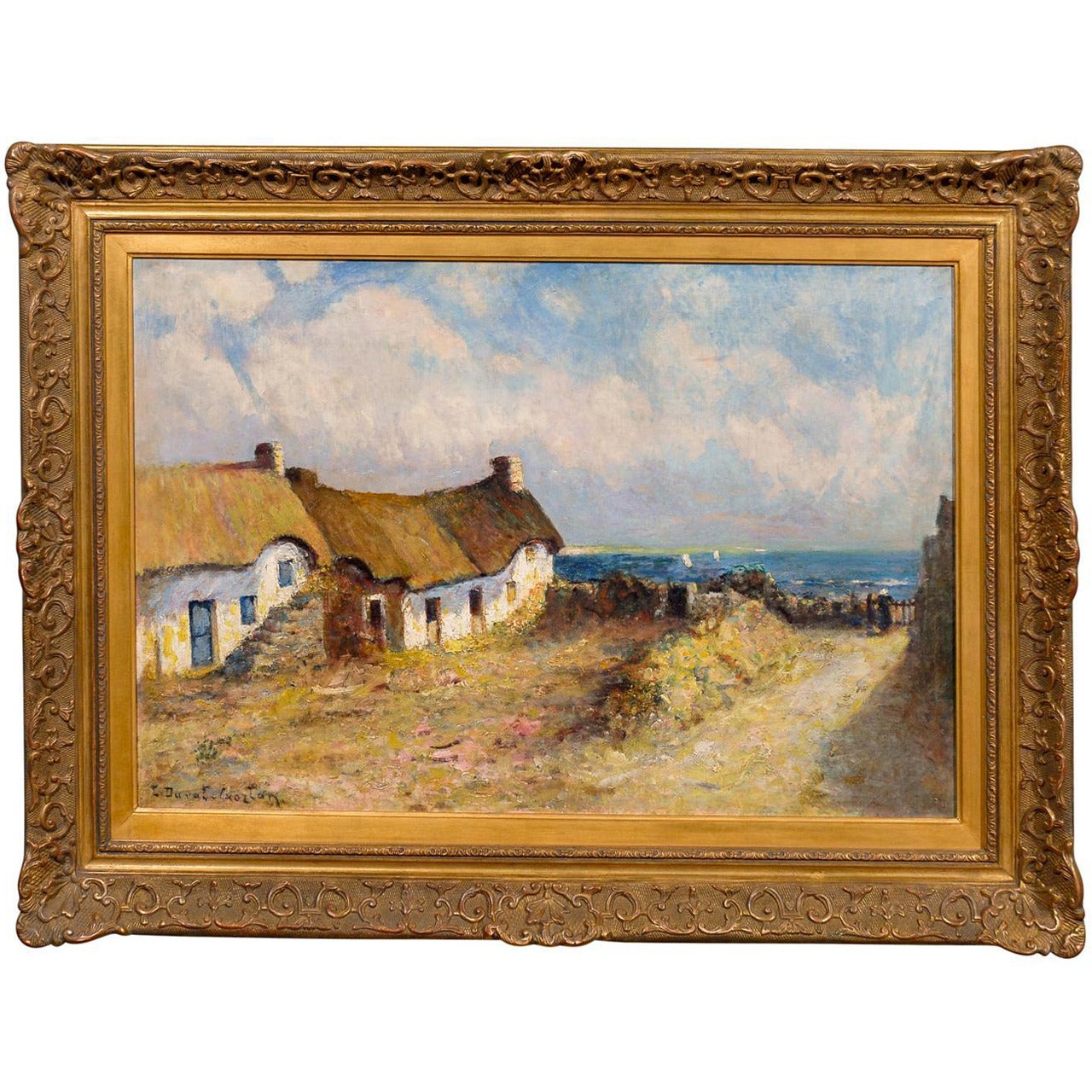 'Quiberon Coast in Brittany' Oil on Canvas Seaside Painting by Léon Duval-Gozlan For Sale