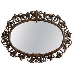 19th Century Carved Black Forest Oval Mirror