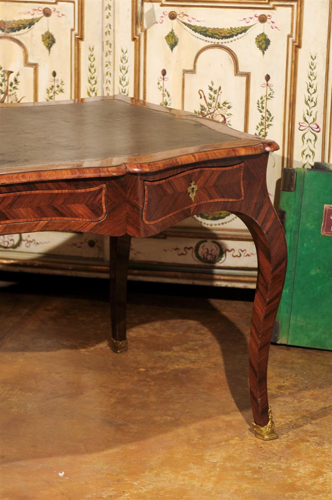 Late 19th Century Italian Mahogany Marquetry Inlaid Desk 2