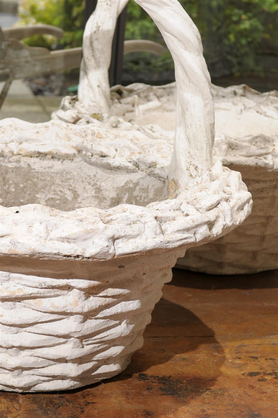 concrete basket planter with handle