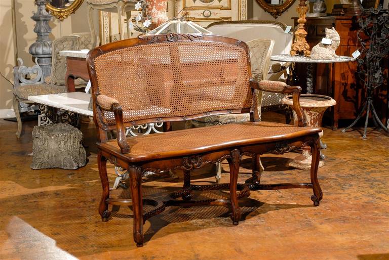 Pair of Vintage French Walnut Settees