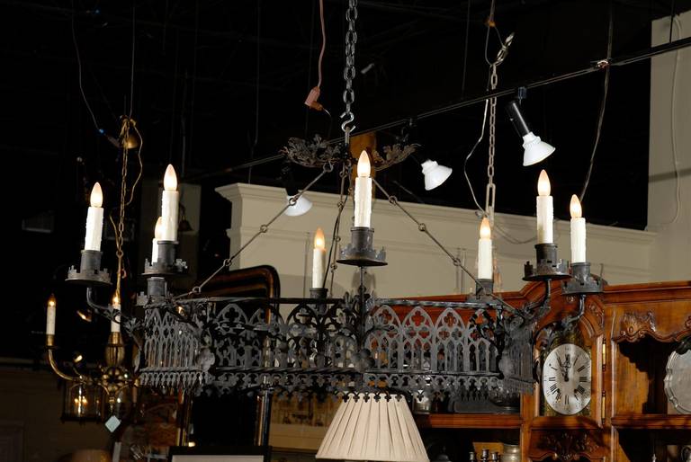 French 8 arm iron chandelier, rewired
