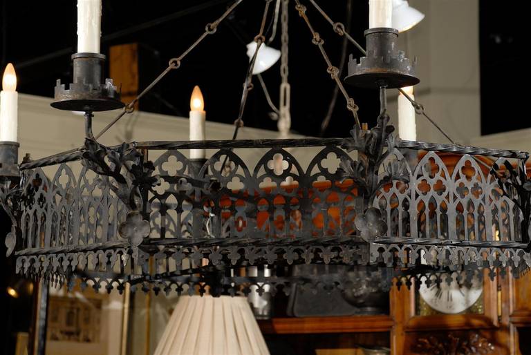 French Eight-Arm Iron Chandelier 5