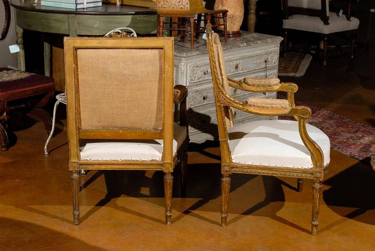 Pair of Gilded Louis XVI Style Side Chairs 4