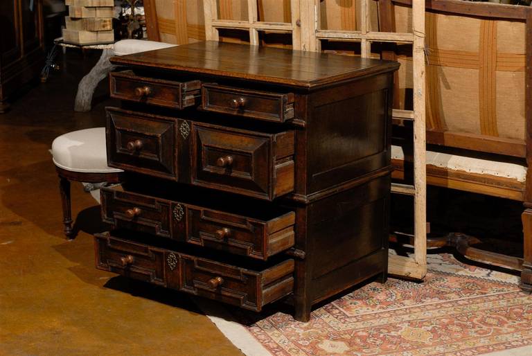 19th Century English Oak Jacobean Attic Chest in Two Parts at 1stdibs