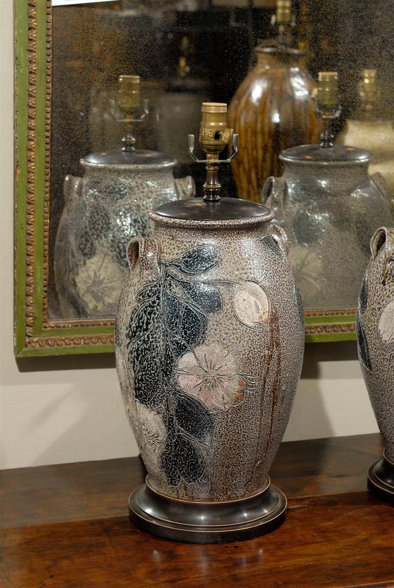 Pair of North Carolina Studio Pottery Urn Lamps 3