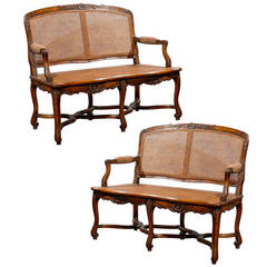 Pair of Vintage French Walnut Settees