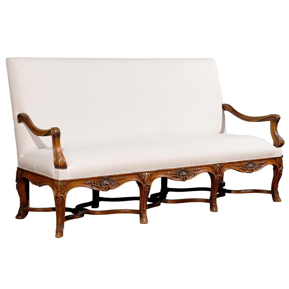 19th Century Louis XV Style French Carved Walnut Canape