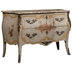 Louis XV Style Paint Decorated Chinoiserie Bombe Chest