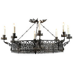 French Eight-Arm Iron Chandelier