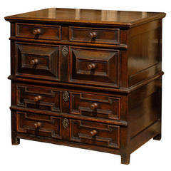 Antique 19th Century English Oak Jacobean Attic Chest in Two Parts